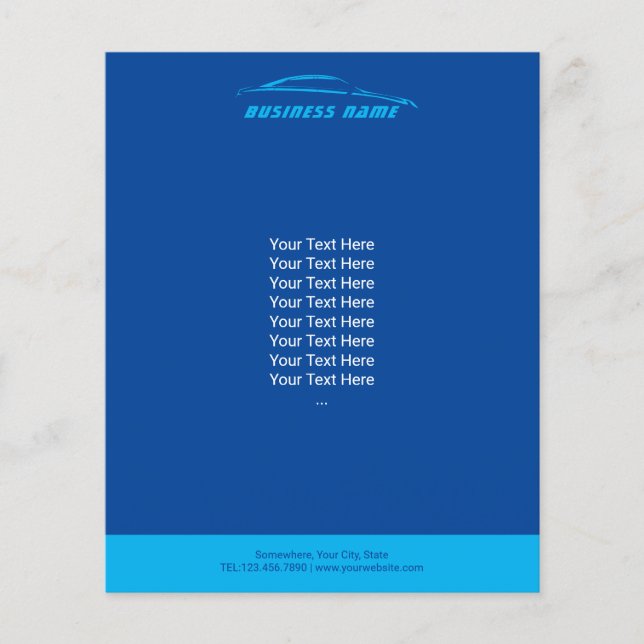 Prospectus 11,4 Cm X 14,2 Cm Auto Détail Réparation de voiture Moderne Blue Aut (Devant)