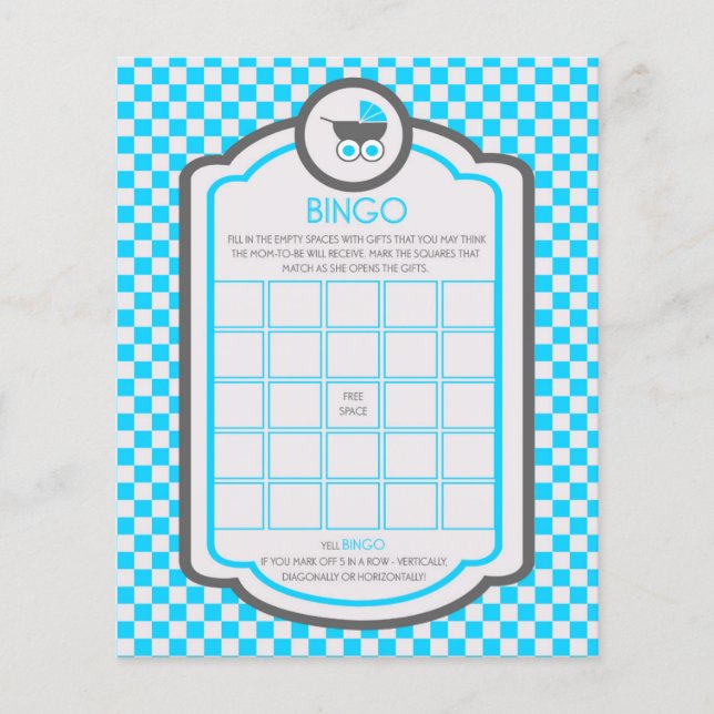 Prospectus 11,4 Cm X 14,2 Cm Baby Blue Cradle Baby shower Bingo Jeu (Devant)