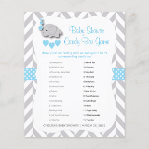 Prospectus 11,4 Cm X 14,2 Cm Baby shower bébé bleu et gris éléphant - Barre de