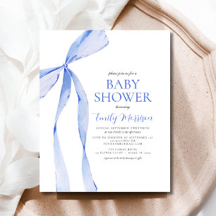 Prospectus 11,4 Cm X 14,2 Cm Baby shower Bow Bow Blue Watercolor Budget