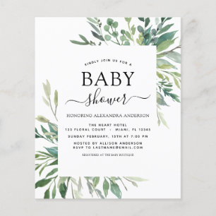 Prospectus 11,4 Cm X 14,2 Cm Baby shower Budget Vert Botanique
