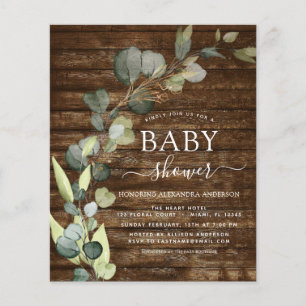 Prospectus 11,4 Cm X 14,2 Cm Baby shower Budget Vert Eucalyptus Rustique
