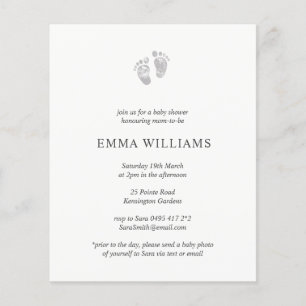 Prospectus 11,4 Cm X 14,2 Cm Baby shower budgétaire Invitation Gris Empreinte