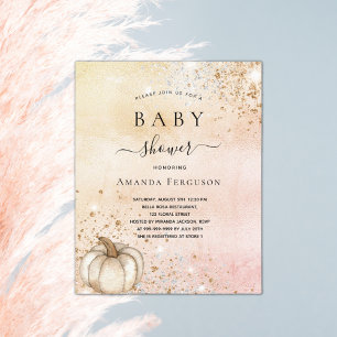 Prospectus 11,4 Cm X 14,2 Cm Baby shower citrouille rose or budget invitation