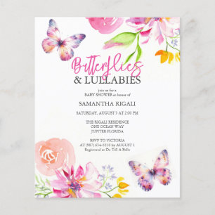 Prospectus 11,4 Cm X 14,2 Cm Baby shower de papillons Invitation budgétaire