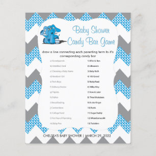 Prospectus 11,4 Cm X 14,2 Cm Baby shower éléphant bleu et gris Chevron Jeu