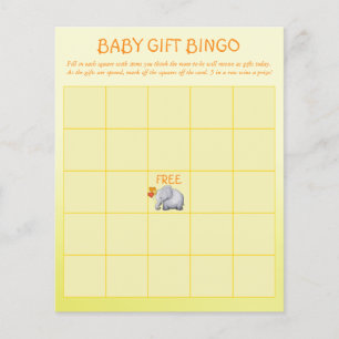 Prospectus 11,4 Cm X 14,2 Cm Baby shower Eléphant Neutre Bébé Cadeau Bingo Jeu