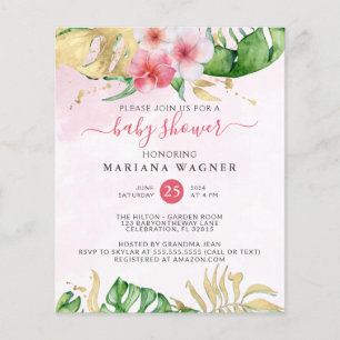 Prospectus 11,4 Cm X 14,2 Cm Baby Shower Floral Aquarelle Moderne Pas Cher