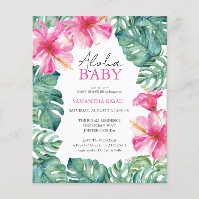 Prospectus 11,4 Cm X 14,2 Cm Baby shower floral d'aquarelle budgétaire (Devant)