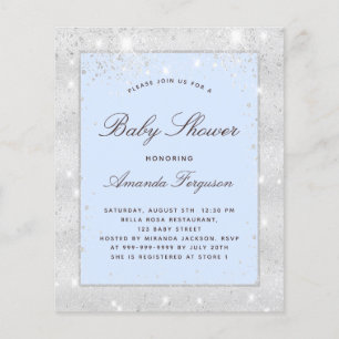 Prospectus 11,4 Cm X 14,2 Cm Baby shower garçon argent bleu clair parties scint