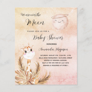 Prospectus 11,4 Cm X 14,2 Cm Baby shower lune pampas girafe invitation budgétai