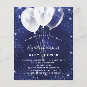 Prospectus 11,4 Cm X 14,2 Cm Baby shower marine bleu ballon invitation budgétai