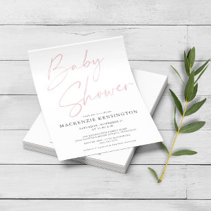 Prospectus 11,4 Cm X 14,2 Cm Baby shower moderne à script rose vif FLYER