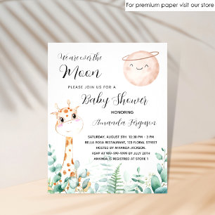 Prospectus 11,4 Cm X 14,2 Cm Baby shower moon girafe invitation budgétaire
