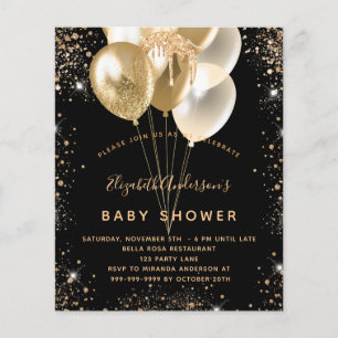Prospectus 11,4 Cm X 14,2 Cm Baby shower noir or parties scintillant ballons bu