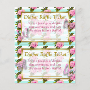 Prospectus 11,4 Cm X 14,2 Cm Baby shower Papillon rose et or Refus de couche