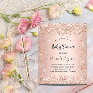 Prospectus 11,4 Cm X 14,2 Cm Baby shower parties scintillant rose rougir invita
