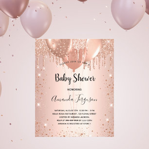 Prospectus 11,4 Cm X 14,2 Cm Baby shower rose or parties scintillant budget inv