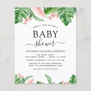 Prospectus 11,4 Cm X 14,2 Cm Baby Shower Tropical Palm Floral Watercolor Budget