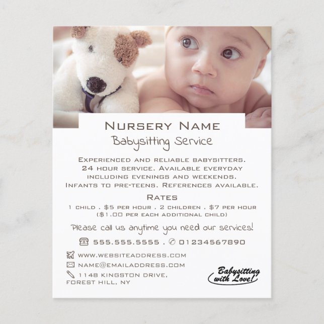 Prospectus 11,4 Cm X 14,2 Cm Baby & Toy Dog Babysitter, garderie, Nursery Adver (Devant)