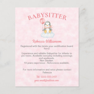 Prospectus 11,4 Cm X 14,2 Cm Babysitter Nanny mignonne Penguin Business