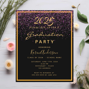 Prospectus 11,4 Cm X 14,2 Cm Baccalauréat partie or noir budget invitation