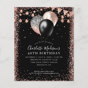 Prospectus 11,4 Cm X 14,2 Cm Ballons d'or rose noire moins chère Anniversaire
