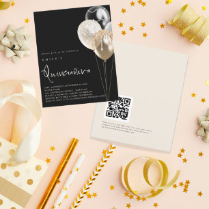 Prospectus 11,4 Cm X 14,2 Cm Balloons en Papier Doré Code QR 30e Invitation Noi
