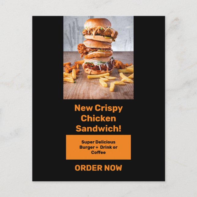 Prospectus 11,4 Cm X 14,2 Cm Bannière alimentaire pour promouvoir et attirer l' (Devant)