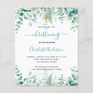 Prospectus 11,4 Cm X 14,2 Cm Baptiser eucalyptus vert invitation budget