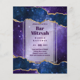 Prospectus 11,4 Cm X 14,2 Cm BAR CARTES MITZVAH Ciel céleste Blue Galaxy Gold