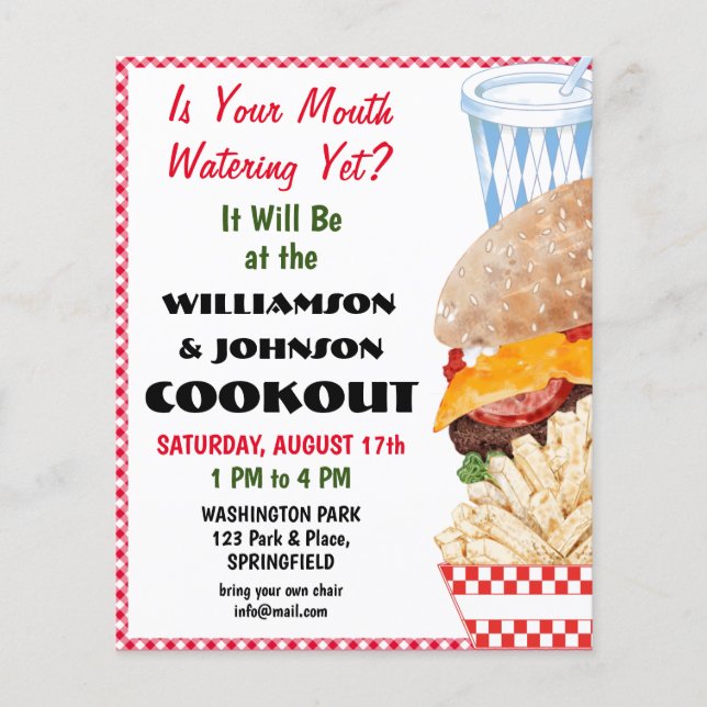 Prospectus 11,4 Cm X 14,2 Cm Barbecue Reunion Fast Food En vichy Circulaire (Devant)