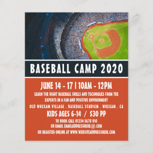 Prospectus 11,4 Cm X 14,2 Cm Baseball Field, Baseball Camp Advertising Flyer
