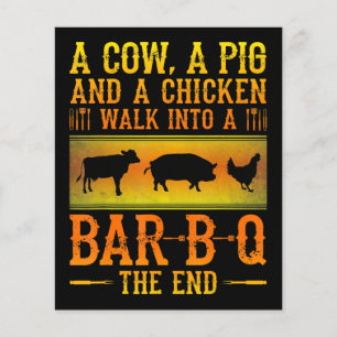 Prospectus 11,4 Cm X 14,2 Cm BBQ   A Cow A Pig And A Chicken Walk Into A BBQ