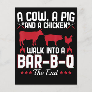 Prospectus 11,4 Cm X 14,2 Cm BBQ   BBQ Dad Joke A Cow A Pig And A Chicken