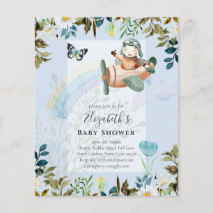 Prospectus 11,4 Cm X 14,2 Cm Beau amusant Pilote Bébé Garçons Douche Invitation