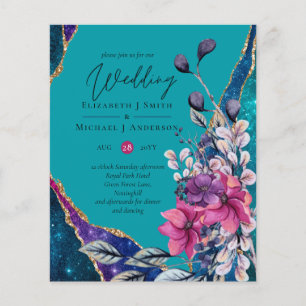 Prospectus 11,4 Cm X 14,2 Cm Beau BUDGET Purple Turquoise Floral Agate Mariage
