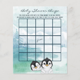 Prospectus 11,4 Cm X 14,2 Cm Belle Bébé Penguins Baby shower Bingo Flyer