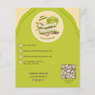 Prospectus 11,4 Cm X 14,2 Cm Beurre d'arachide mignonne Logo et QR Code Vert Ja