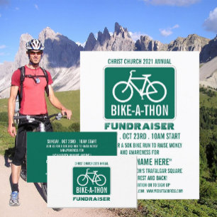 Prospectus 11,4 Cm X 14,2 Cm Bicycle Sign, Charity Bike-a-Thon Event