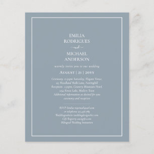 Prospectus 11,4 Cm X 14,2 Cm Bilingue Budget Dusty Blue Monochrome Mariage
