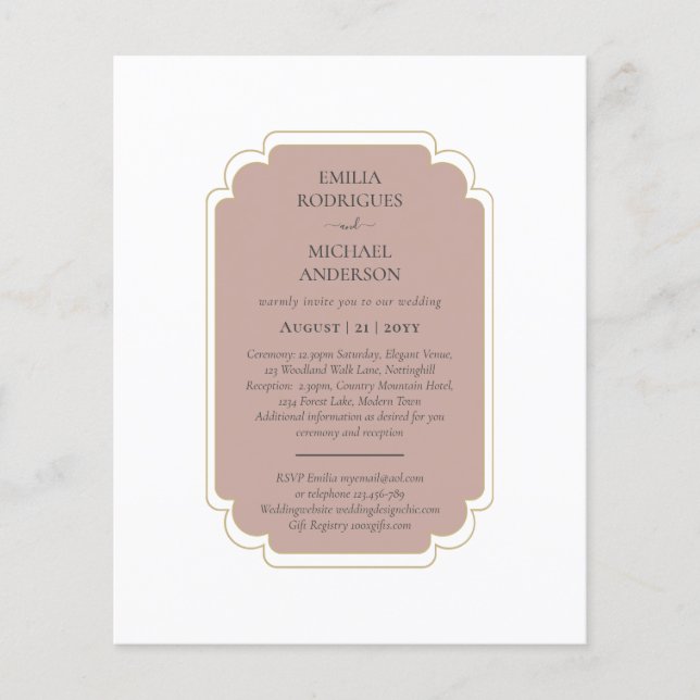 Prospectus 11,4 Cm X 14,2 Cm Bilingue Espagnol Boda Mariage Budget (Devant)