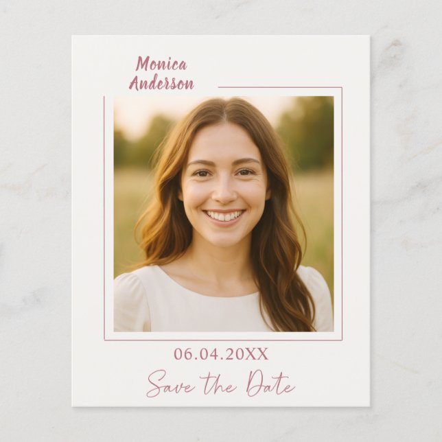 Prospectus 11,4 Cm X 14,2 Cm Birthday ivory rose gold photo Save the Date (Devant)