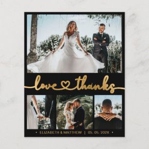 Prospectus 11,4 Cm X 14,2 Cm Black and Gold 4 Photo Collage Mariage Merci