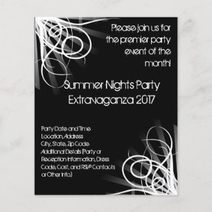 Prospectus 11,4 Cm X 14,2 Cm Black and White Music, DJ ou Dance Event Flyer