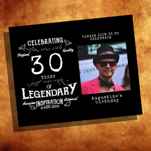Prospectus 11,4 Cm X 14,2 Cm Black Budget 30th Birthday Invitation