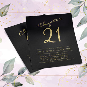 Prospectus 11,4 Cm X 14,2 Cm Black Gold Budget 21ème anniversaire Invitation