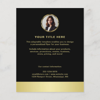 Prospectus 11,4 Cm X 14,2 Cm Black & gold design, Logo or Photo in gold circle,