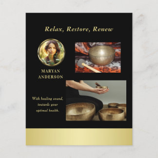 Prospectus 11,4 Cm X 14,2 Cm Black & gold design, Logo or Photo in gold circle,