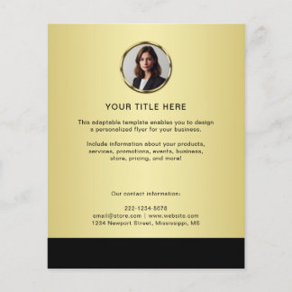 Prospectus 11,4 Cm X 14,2 Cm Black & gold design, Logo or Photo in gold circle,